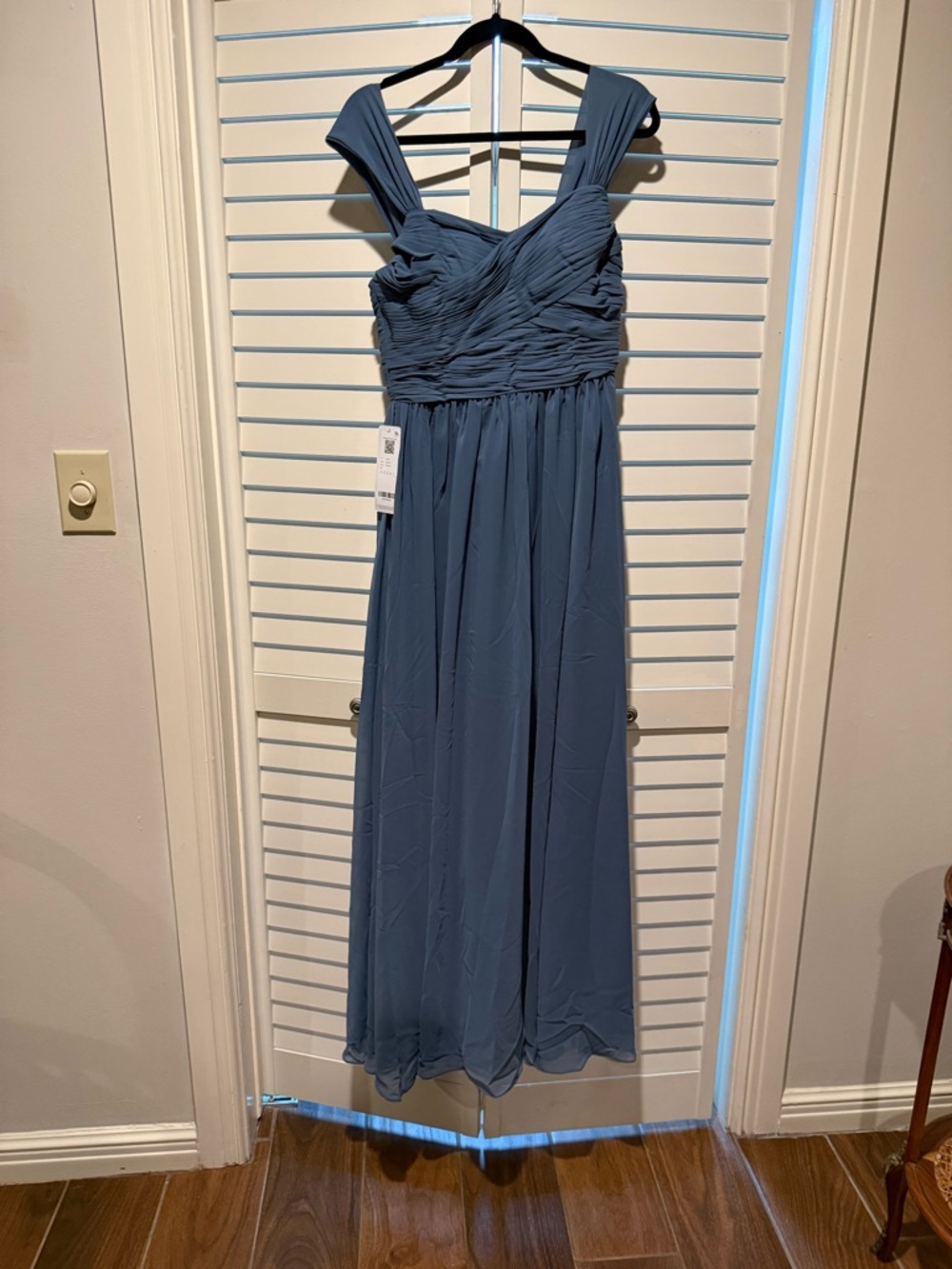 Azazie Dusty Blue Chiffon Empire Waist Bridesmaid Dress